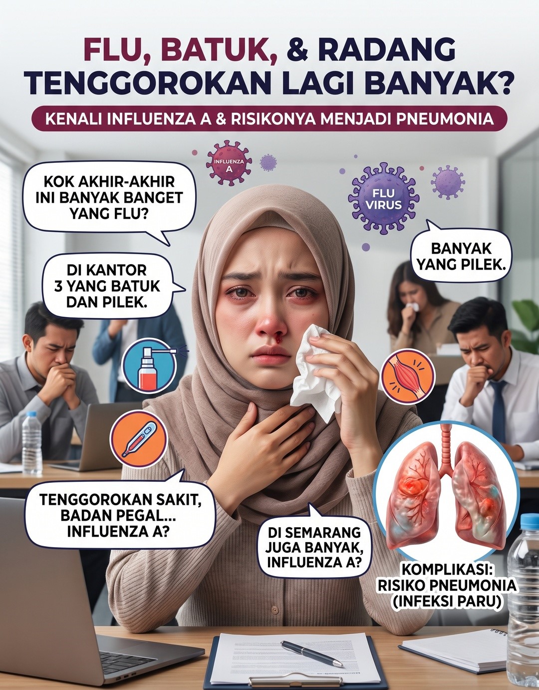 Flu, Batuk, dan Radang Tenggorokan Lagi Banyak? Kenali Influenza A dan Risikonya Menjadi Pneumonia